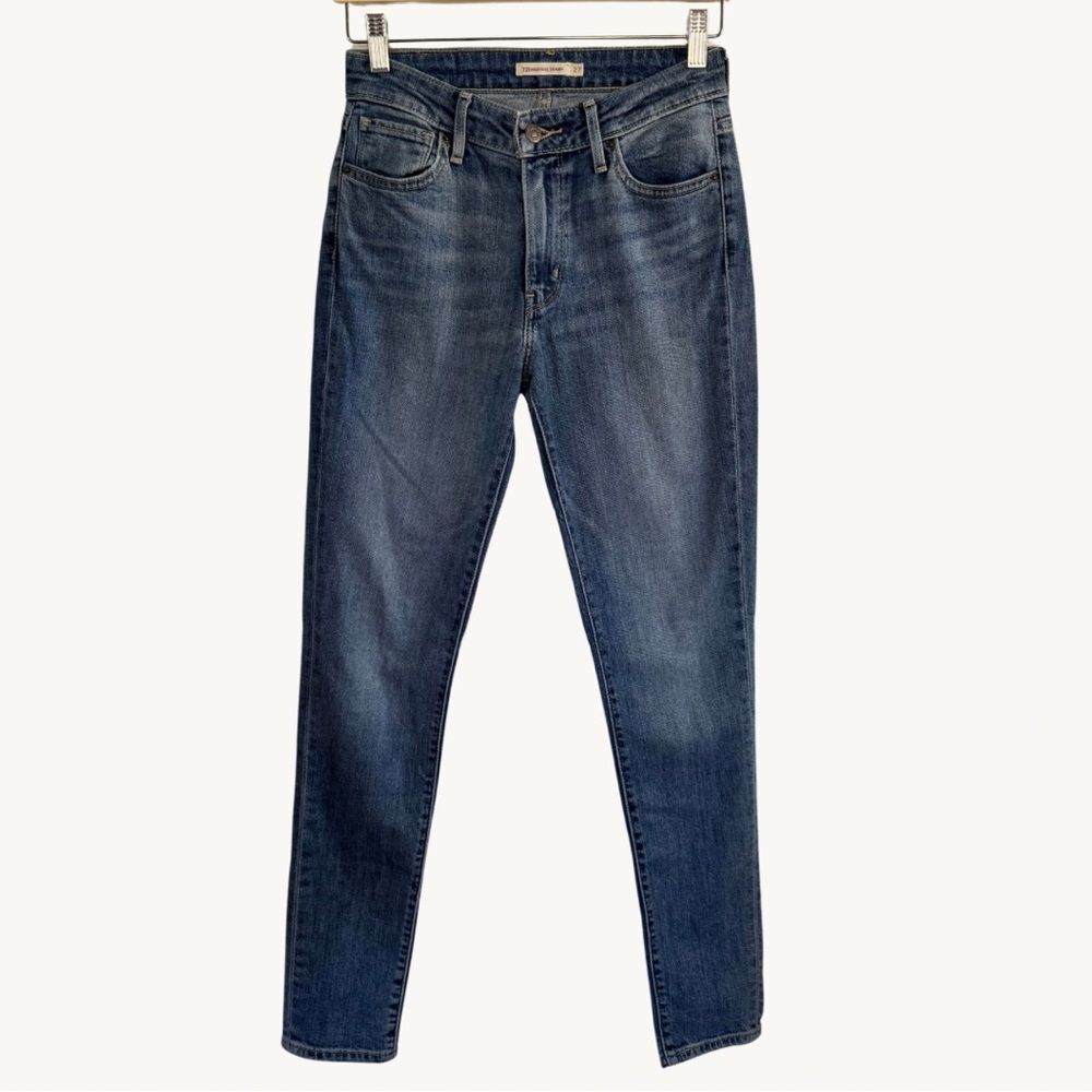 Levi's 721 High Rise Skinny Jeans Women's 27 Blue Stretch Denim 30" Inseam